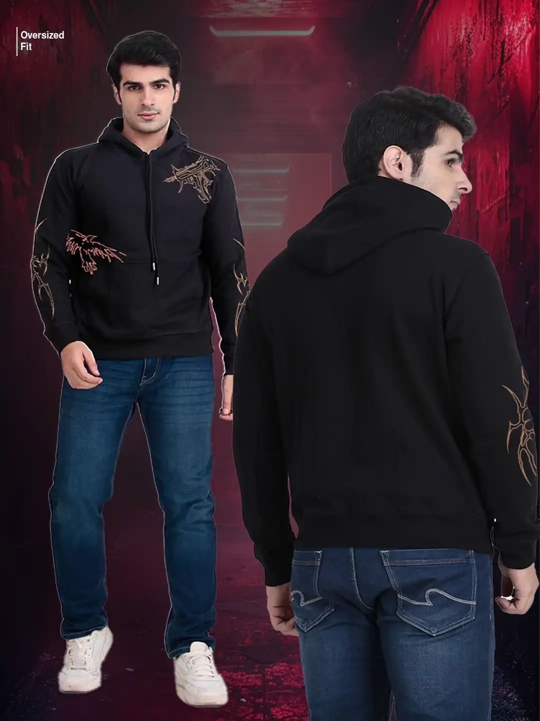 𝐃𝐚𝐫𝐤 𝐏𝐫𝐞𝐦𝐢𝐮𝐦 Print Hoodie Scarred Ink Series