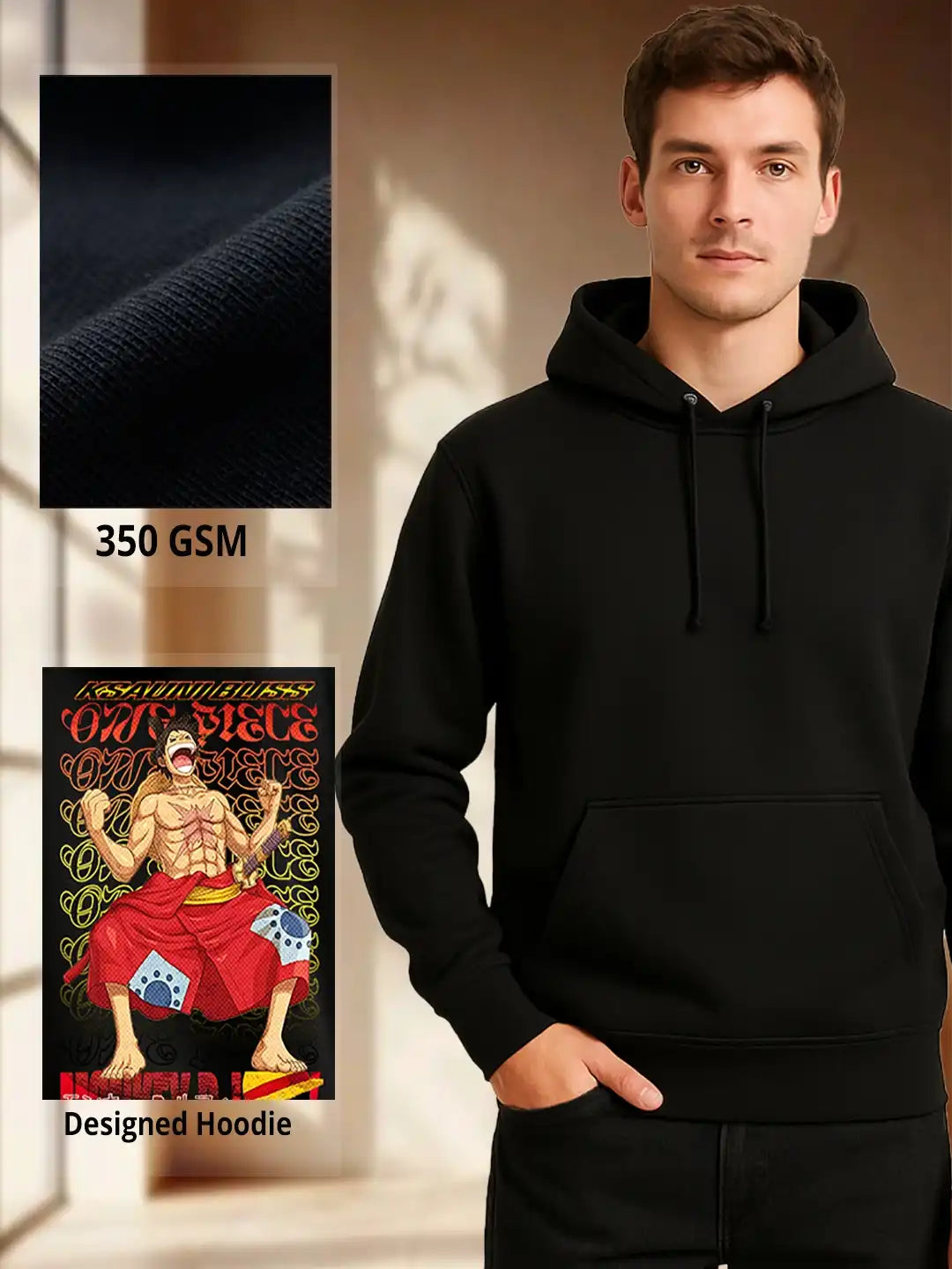 Anime Hoodie –𝐎𝐧𝐞 𝐏𝐢𝐞𝐜𝐞 Luffy Print