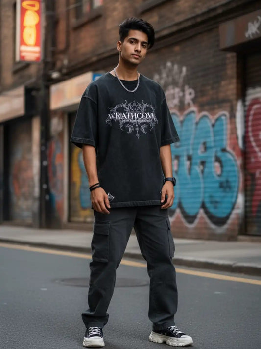 Wrathcoven Acid Wash Oversized Graphic T-Shirt – 𝐁𝐥𝐚𝐜𝐤 𝐒𝐭𝐫𝐞𝐞𝐭𝐰𝐞𝐚𝐫 𝐄𝐝𝐢𝐭𝐢𝐨𝐧