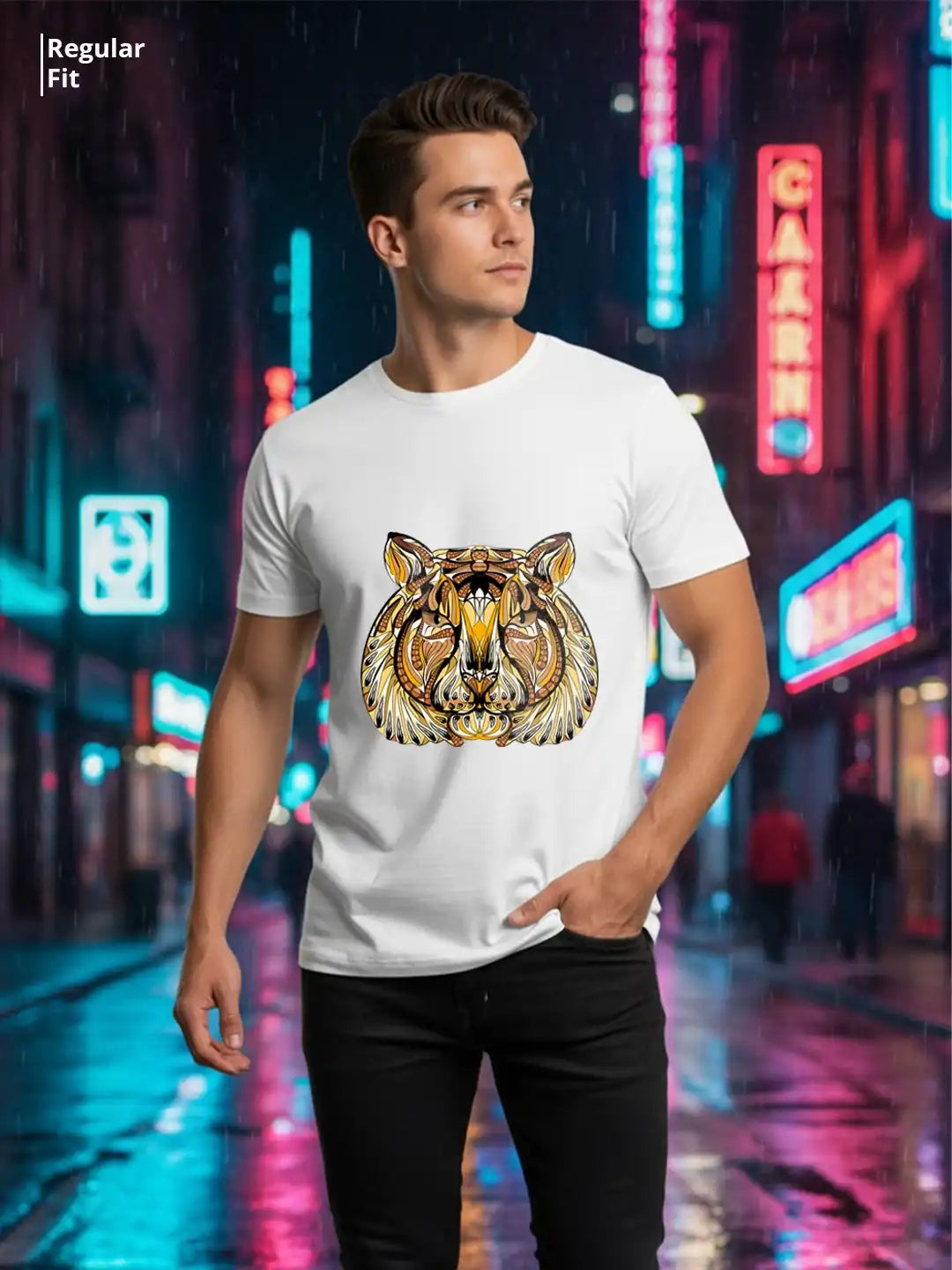 Wild Spirit:𝐄𝐭𝐡𝐧𝐢𝐜 𝐓𝐢𝐠𝐞𝐫 Graphic Regular T-Shirt”