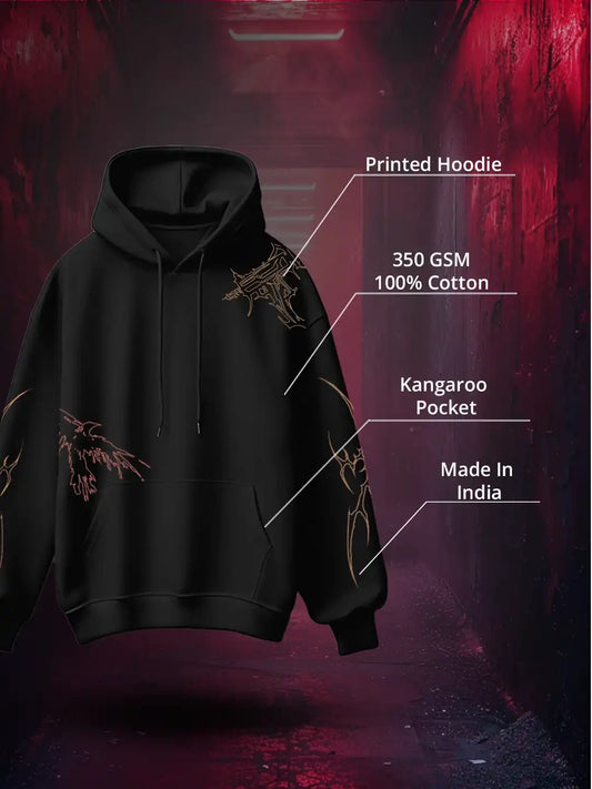 𝐃𝐚𝐫𝐤 𝐏𝐫𝐞𝐦𝐢𝐮𝐦 Print Hoodie Scarred Ink Series